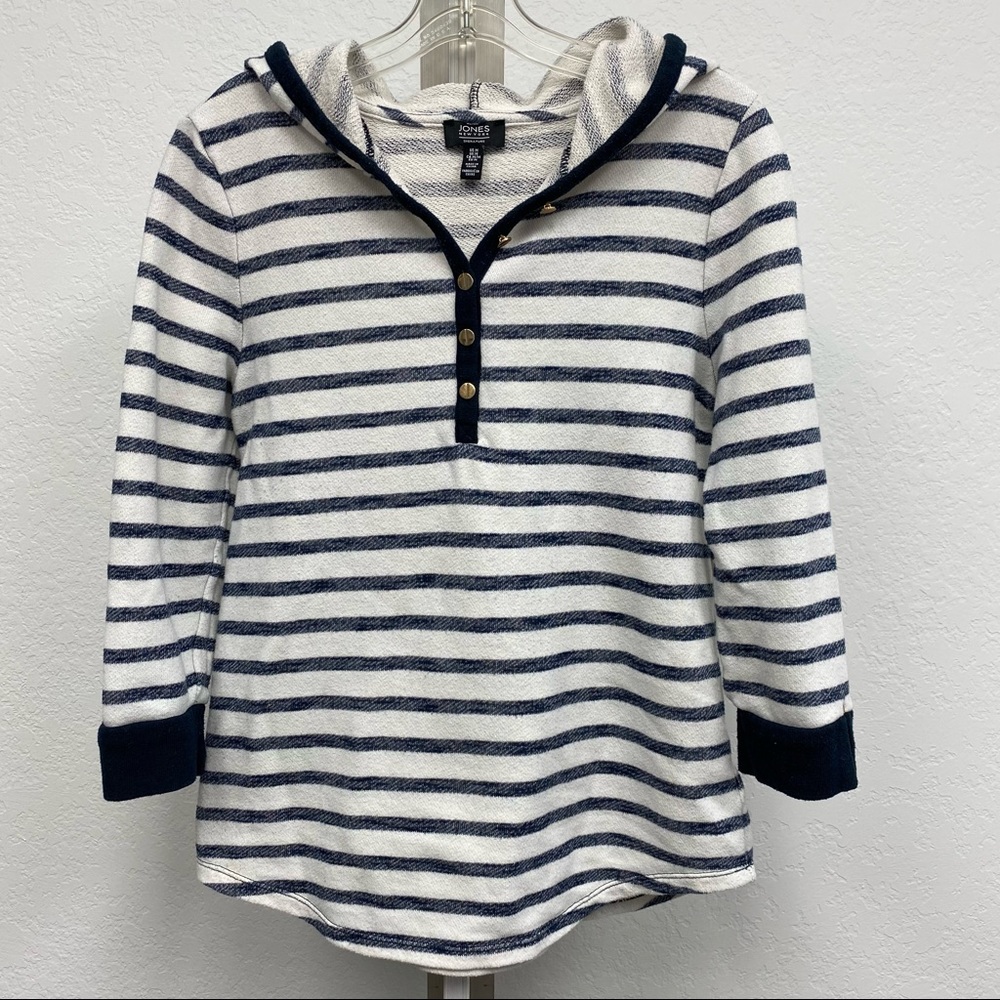Jones New York Signature 3/4 Sleeve Hoodie French Terry Size M